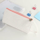 Simple Canvas Lattice Large Capacity Stationery Bag Cosmetic Package (B) A