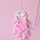 LED Flower Cloud Feather Dreamcatcher String Light Decorative Lamp (Pink) A