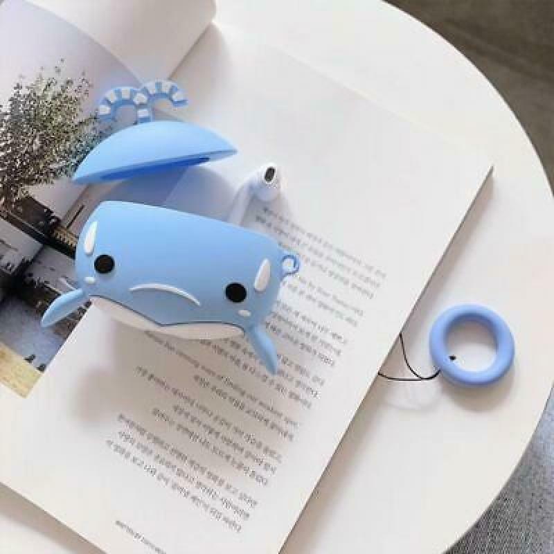 Cute Blue Whale Protective Case Shockproof Soft Silicone Cover for Airpods 1/2