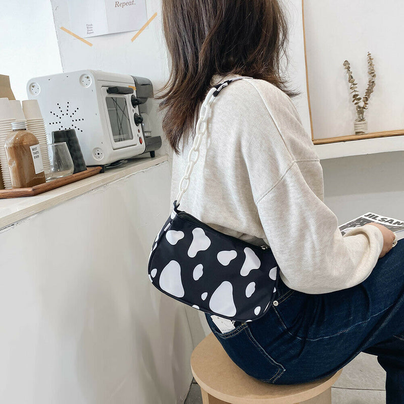 Cow Milk Printed Women Handbag Tote Female Casual Underarm Shoulder Bag (4)