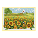 Cross Stitch Stamped Kit Pre-Printed Pattern Sunflower, 11ct Aida Fabric Size 36