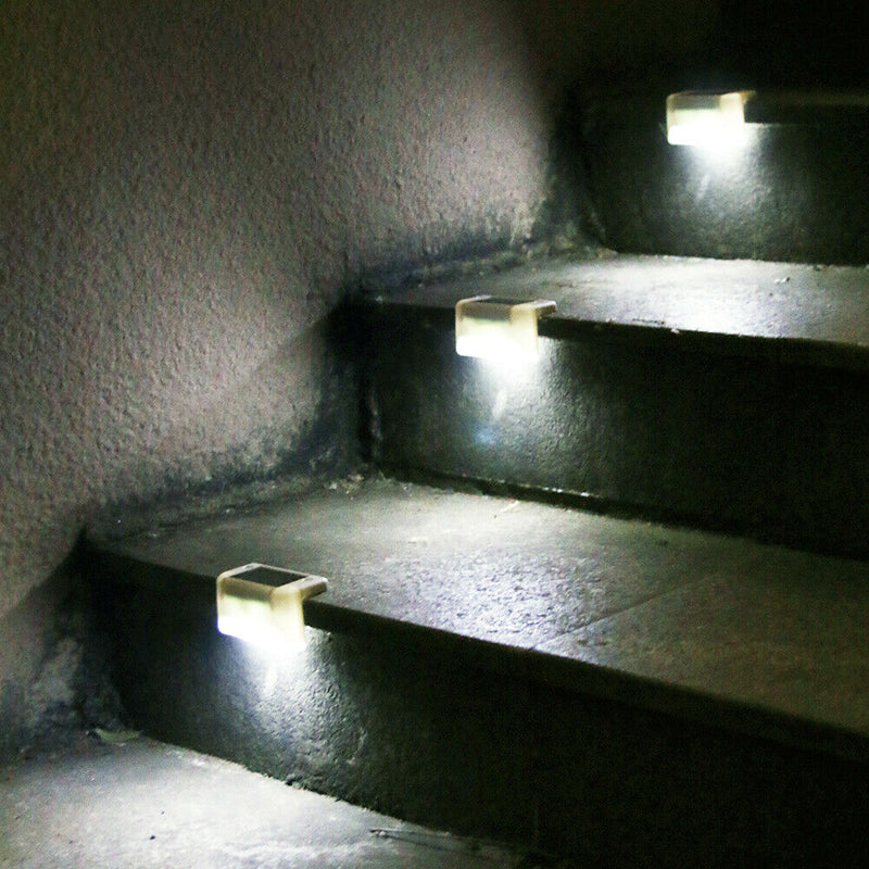 4pcs LED Outdoor Solar Wall Stair Light IP65 Porch Garden Lamp (Cold White)