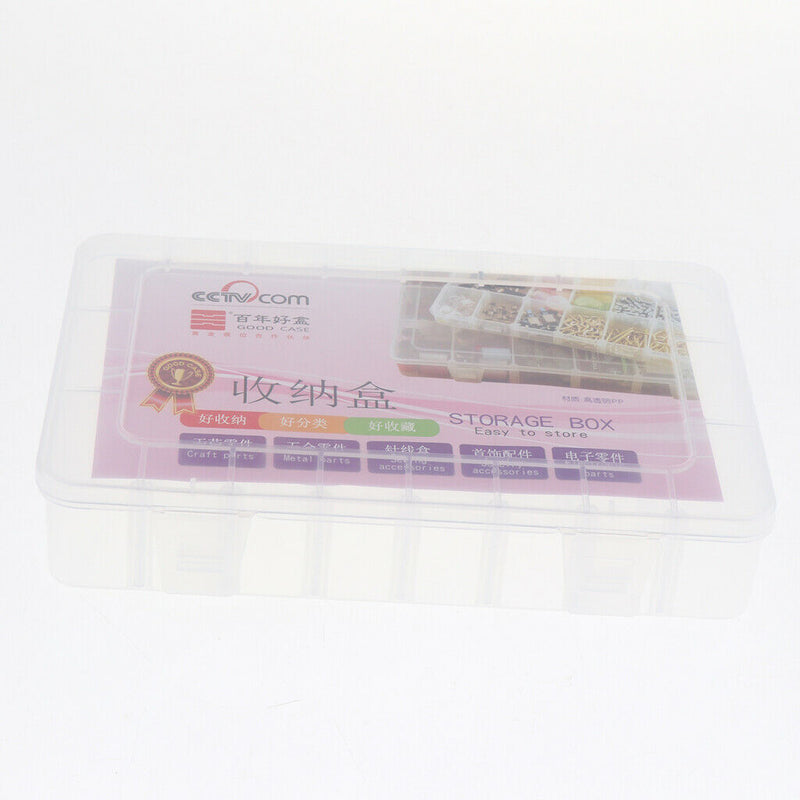 24 Grids Clear Plastic Adjustable Jewelry Storage Container DIY Crafts Organizer