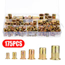 175pcs M3-M10 Mixed Zinc Steel Rivnut Insert Nutsert Threaded Set Rivet Nut Kit
