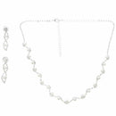 Necklace and earrings of rhinestone and pearls Artificial wedding jewelry