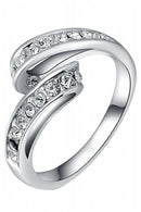 Women's sparkling crystal rhinestone design wedding rings jewelry elegant (