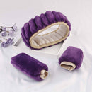3Pcs/set Winter purple warm plush car steering wheel cover handbrake covers  3C