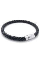 Stainless Steel Leather Bracelet, Braided Leather Bracelet, for Men Women,  W1I4