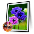 5D DIY Full Round Drill Diamond Painting Purple Pink Flower Cross Art Craft