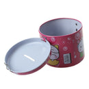 Cylinder Design Cartoon Print Piggy Bank Coin Money Saving Box w Padlock