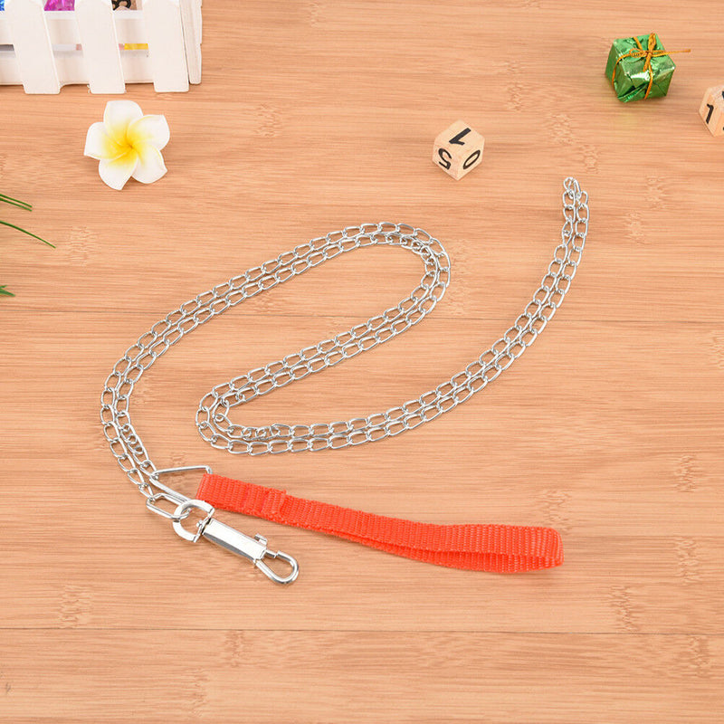 heavy duty metal chain dog puppy walking lead leash clip with red nylon handle Z