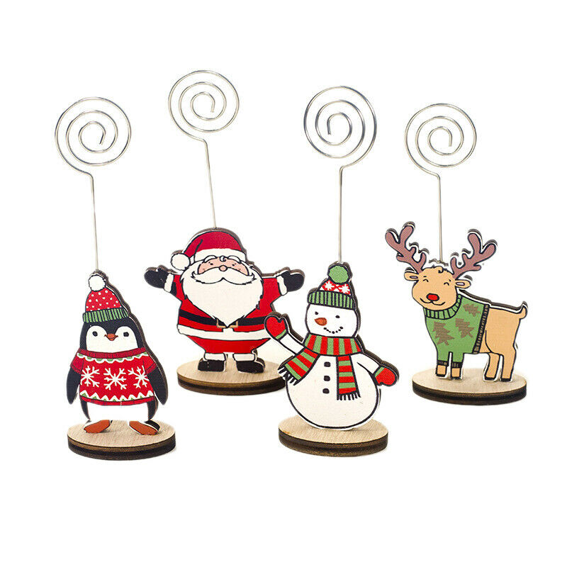 1 Set 4 Pcs Christmas Decorations Ornaments Christmas Print Wooden Notes Fo K3X6