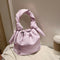 Casual Drawstring Bucket Bag Women PU Crossbody Shoulder Handbags (Pink) A