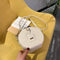 Women Round Shoulder Bag Alligator PU Circle Zip Crossbody Handbag (Beige)