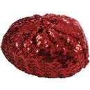 Lady Costume Stretch Sparkly Shining Sequin Beret Beanie Hat red