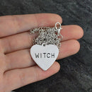 Love Heart Pendant Witch Letter Halloween Necklace Women Party Jewelry Gift