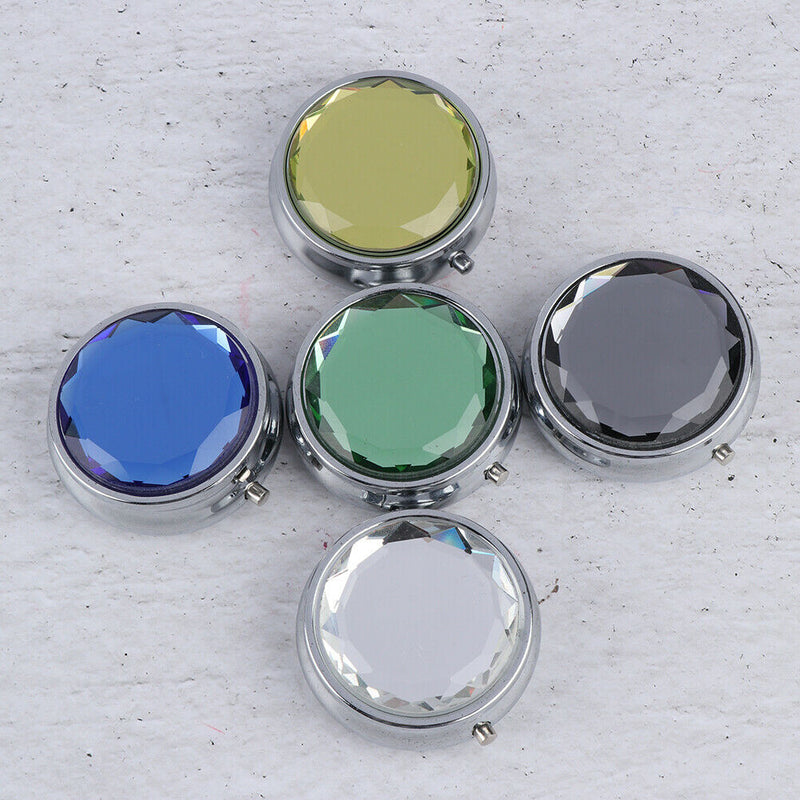 Portable Pocket Pill Case 3 Compartments Medicine Box Round Folding Organizer Kw