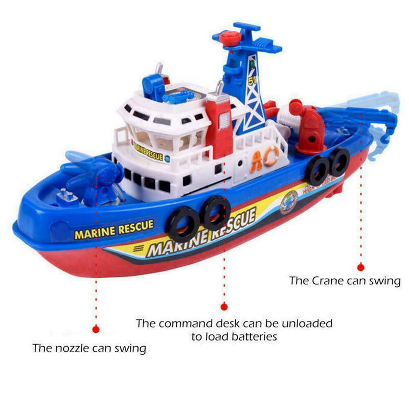 1*Electric Fire Boat Kids Bath Toys LED Flashing Light Up W/ UK Music U6F6