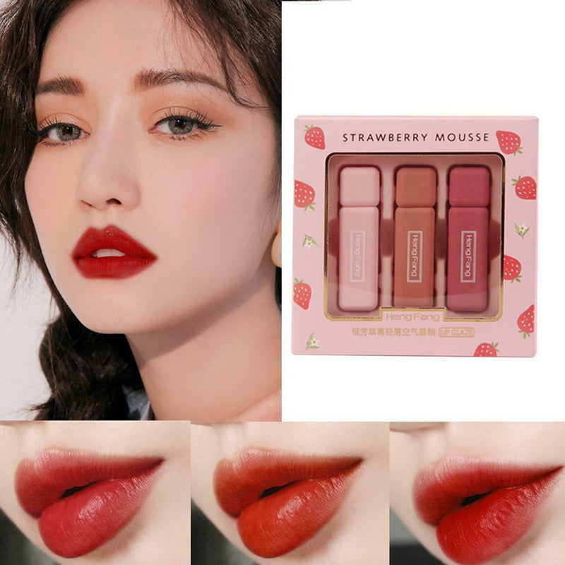 3Pcs/Set Strawberry Light Air Lip Glaze Makeup Beauty Cosmetic New Quality