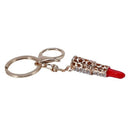 Fashion Cute Alloy Crystal Lipstick Keychain Red V3W9