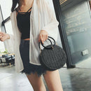 Women Handmade Round Beach Shoulder Bag Circle Straw Bags Summer Woven Ratt Q5V8