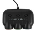 3 Way Triple Car Cigarette Lighter Socket Splitter LED Light+2 USB DC 12V MA493