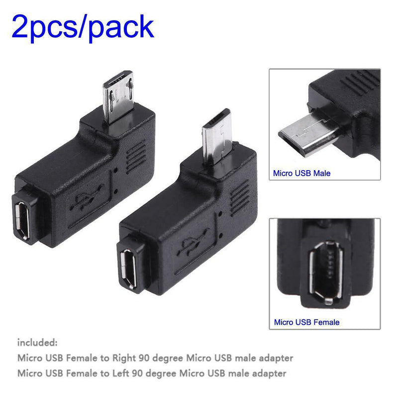 2pcs 90 Degree Mini USB Micro USB Female to Micro USB Male Adapter Connector