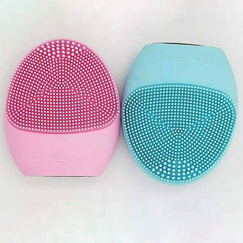 Pink Electric Battrey Facial Cleansing Brush Silicon Vibration Mini Cleaner H2Y1
