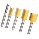 5Pcs Flush Dual Blade Woodworking Milling Cutter Router Bit -1/4'' Shank