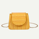 Pure Color Leather Mini Shoulder Bags Women Chain Messenger Bags (Yellow)