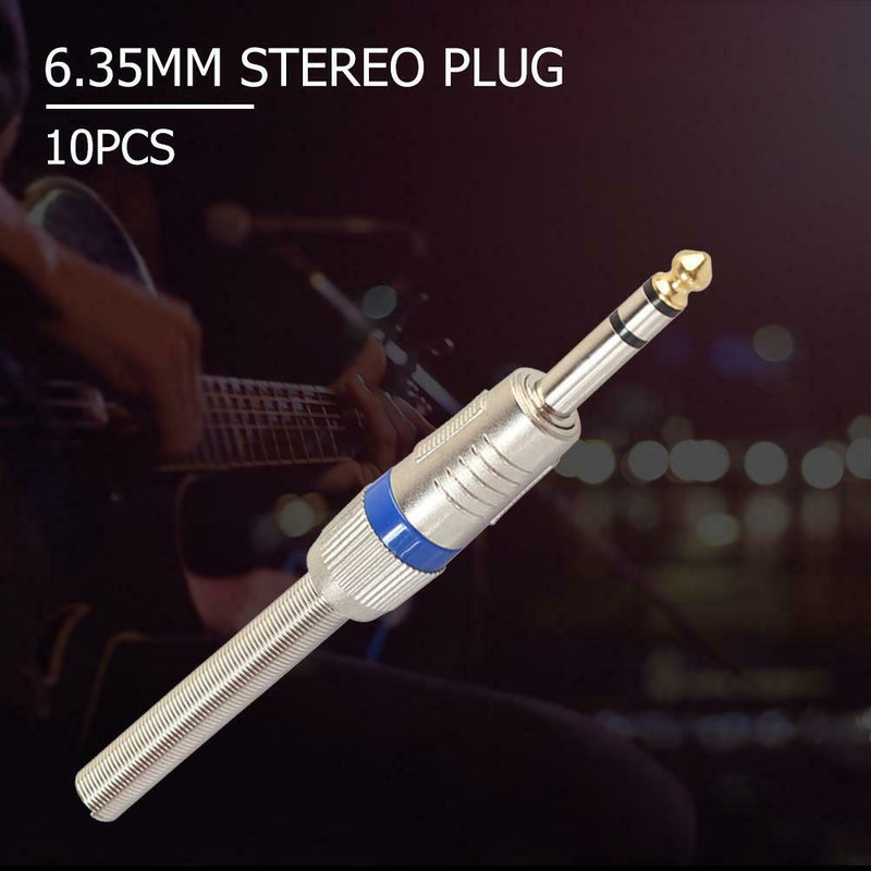10pcs 6.35mm Stereo Amplifier Microphone Plug Jack Stereo Audio Connector