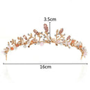 Baroque Rhinestone Pink Crystal Beads Bride Crown Tiara Wedding Bridal Diad