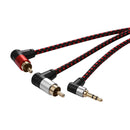 1m 90 Degree 3.5mm Male to 2 RCA Male Cable Right Angle AUX Y Splitter Cord