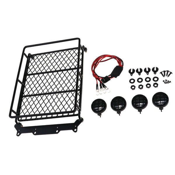 1/10 Roof Rack w/ LED Light Kit for Axial SCX10 D90 CC01 Rock Crawler Accs B