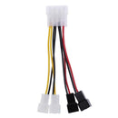 1pcs 4-Pin Molex to 3-Pin fan Power Cable Adapter Connector 12v*2 / 5v*2