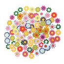 100x Assorted Flower Shape 2-holes Flatback Wooden Buttons for Sewing Craft