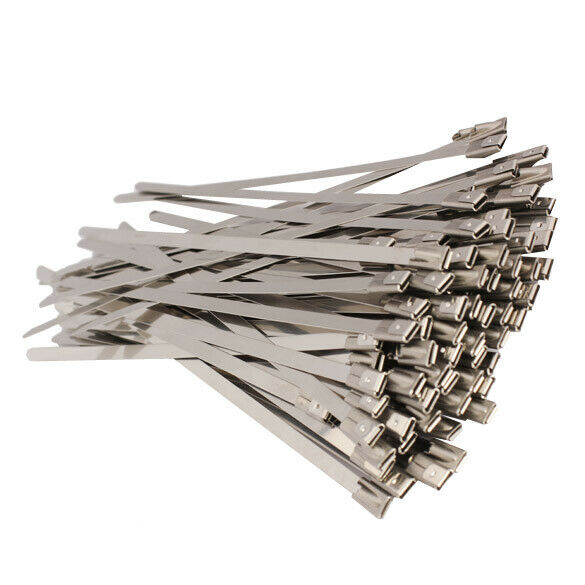 100PCS 4.6x150mm Stainless Steel Exhaust Wrap Coated Locking Cable Zip Ties