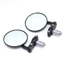 Universal Motorcycle Aluminum Black Handle Bar End Rearview Side Mirrors