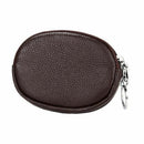 Womens Leather Mini Wallet Zip Around Coin Purse with Key Ring Coffee