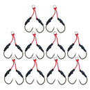 10Pcs Carbon Steel Fishing Dual Assist Hook with PE Line with Shrink Tube