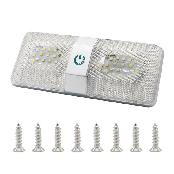 48 LED Double Dome Light Stepless Dimming Interior Reading Lamp for RV Marine
