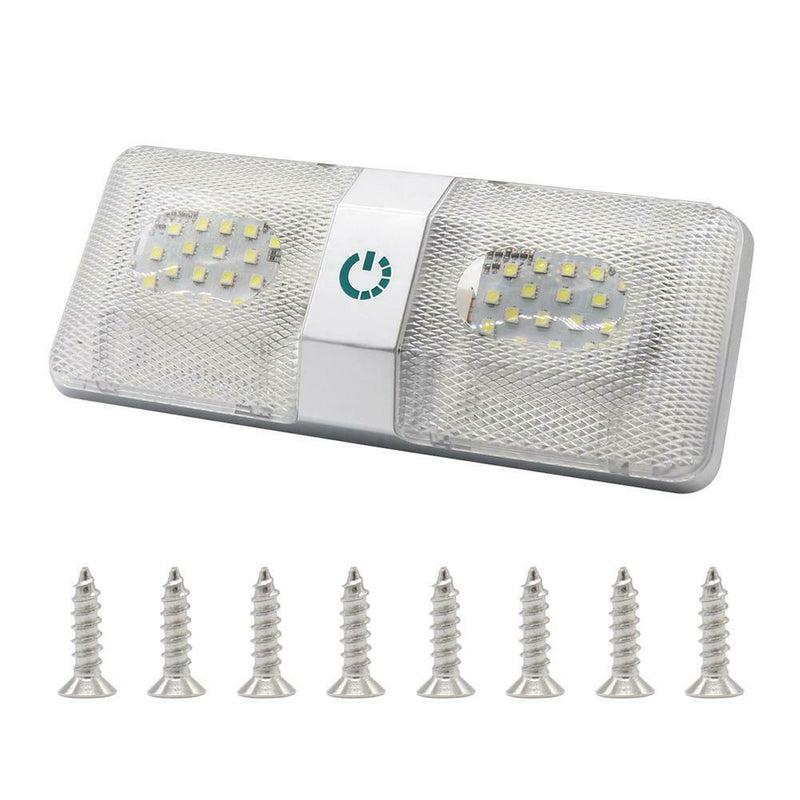 48 LED Double Dome Light Stepless Dimming Interior Reading Lamp for RV Marine