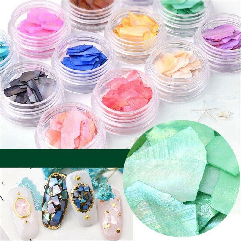 1 Set 12 Mix Color Crushed Shell Fragment for False Acrylic UV Gel Tip Nail G9V8