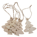 6pcs Mini Wooden Christmas Tree Pendants with Jute Rope Xmas Hanging Decor