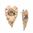 Women Fashion Alloy Leaf Dangle Earrings drill Earrings Statement For Women