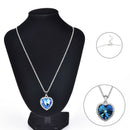 Ocean Heart Pendant Necklace Women Crystal Rhinestone Jewelry Accessories Gift3C