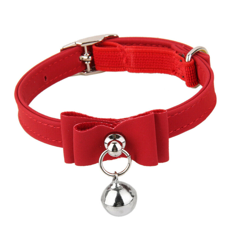Adjustable Pet Kitten Cat Puppy Safety Collar Bell Buckle Neck Strap Red