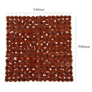 Pebble Non-Slip Suction Bath Mat - Square Mat for Shower or Tub, Amber W3B2