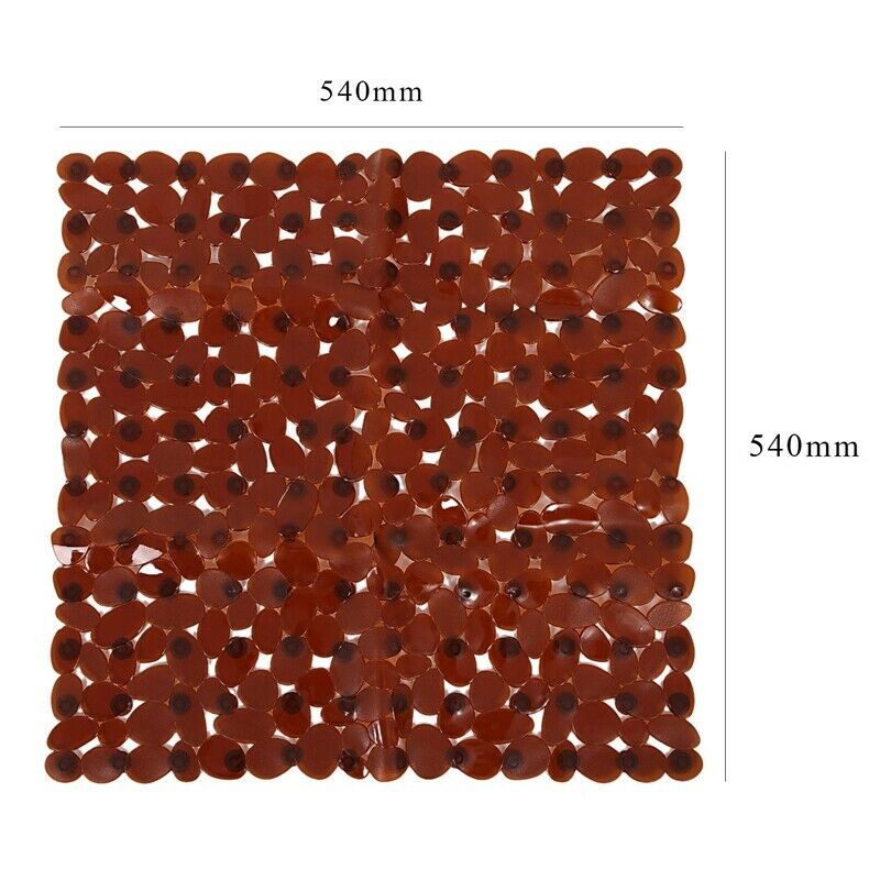 Pebble Non-Slip Suction Bath Mat - Square Mat for Shower or Tub, Amber W3B2
