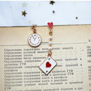 1 Pair Pop Girls Clock Poker Asymmetric Earrings Creative Long Dangle Earrings